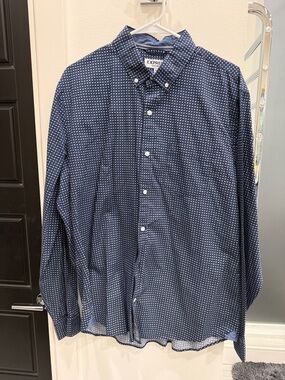 Express Men’s Navy Blue Microprint Button-Down Shirt